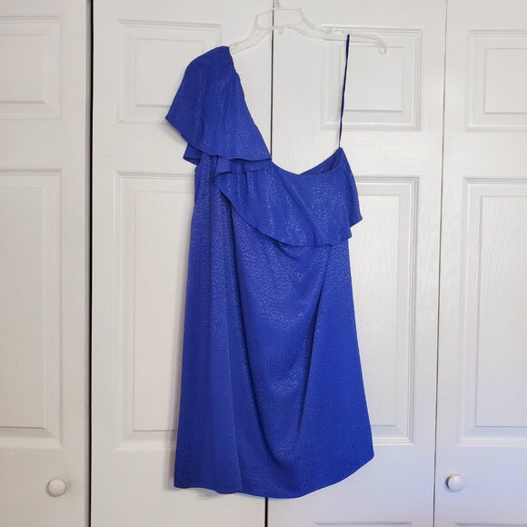 Anthropologie One Shoulder Ruffle Leopard Cheetah Textured Mini Dress - Picture 3 of 7